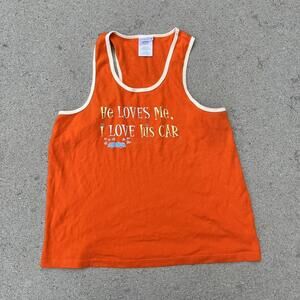 Vintage 2000s y2k "He loves me, i love his car" No Boundaries tank top